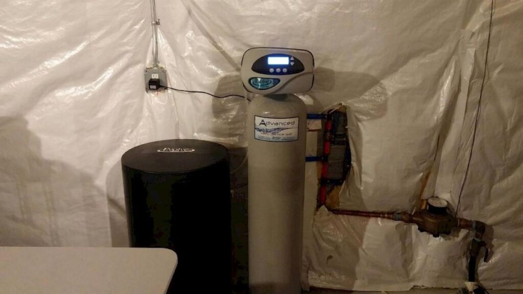 EVRF 1054 city water softener installed in home